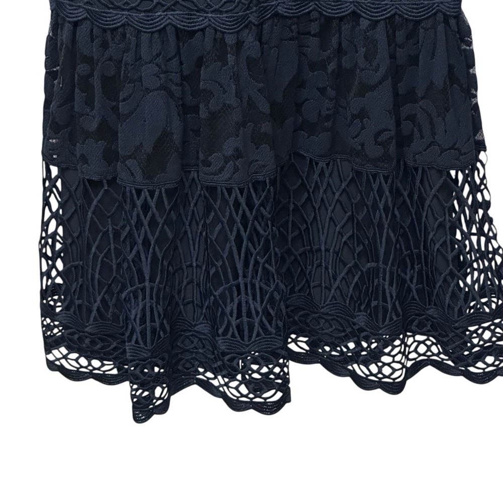 Antonio Melani Women's Size 0 Navy Blue Dress Midi Lace Sleeveless Lined Crochet - Picture 3 of 9